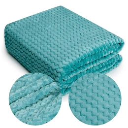 Blanket 200 x 220 Microfiber Embossed Zigzag Azure