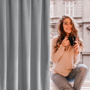 Curtain 135 x 270 Decorative Velvet Rosa Silver