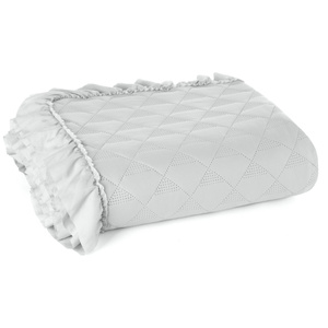 Quilted Bedspread 200 x 220 with Ruffle Vanesa Silver