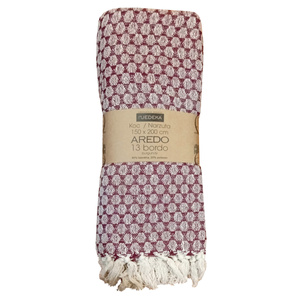 Blanket 150 x 200 Cotton Boho Aredo 13 Maroon