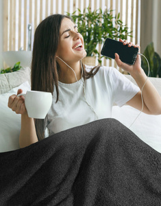 Blanket 200 x 220 Microfiber Boucle Bukla Black