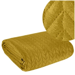 170 x 210 Quilted Velvet Luiz4 Mustard Bedspread