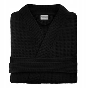 Kimono Robe Gofer Cotton Unisex XS Black