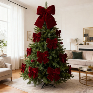 20 x 20 Christmas Velour Holly Bow 02 Card