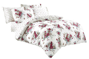 Cotton Satin Bedding in Flowers White A841 160x200NP 3 parts