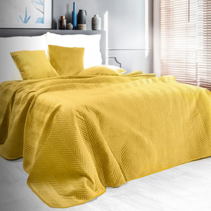 Sofia Mustard Decorative Velour Bedspread 230 x 260
