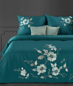 Bedding 160 x 200 Embroidered Embroidery6/St/ Petrol+Mint
