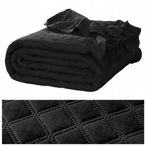 Bedspread 160 x 220 Quilted Two-Sided Ruffy Black