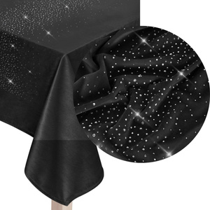 140 x 220 Decorative Velvet Shiny Black Tablecloth