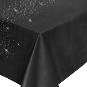 140 x 220 Decorative Velvet Shiny Black Tablecloth