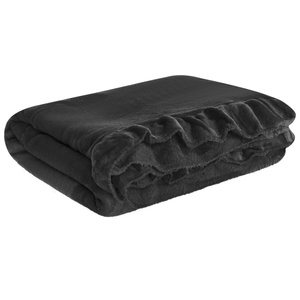Blanket 200 x 220 Microfiber Frill Ruffly Black