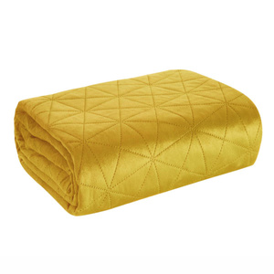 170 x 210 Quilted Velvet Luiz3 Mustard Bedspread
