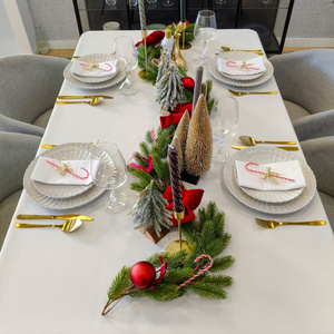 140x300 Stainproof Tablecloth Classic Elegant Cream