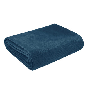 170 x 210 Quilted Velvet Bedspread Luiz5 Navy Blue