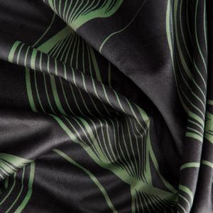 Velvet Pola Curtain 140 x 250 Sash Black+Green