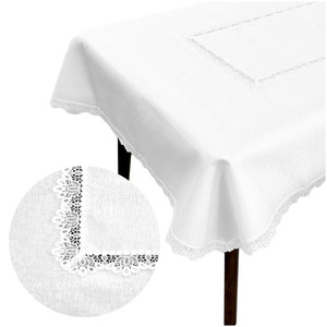 Stain-Resistant Tablecloth 110 x 160 with Lace 2100 White