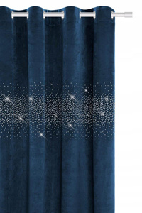 Curtain 140 x 250 Decorative Velour Shiny Navy Blue