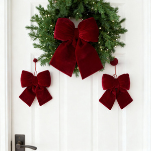 12.5 x 14 Holly Bow Christmas Velour 02 Card