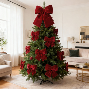 12.5 x 14 Christmas Velour Holly Bow 01 Card