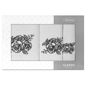 Towel Set 3pcs. Rosalia 380 White+Black
