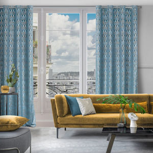 Ready-made Curtain 140 x 250 Laura Drawstring Blue+Gold