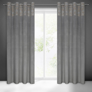 Curtain 140 x 250 Decorative Liza Steel+Gold