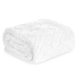 70 x 160 Plush Blanket Herringbone Caro White