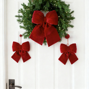 20 x 20 Christmas Velour Holly Bow 01 Card