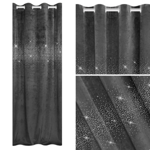 Curtain 140 x 250 Decorative Velour Shiny Graphite