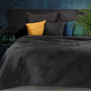 Bedspread 170 x 210 Quilted Velvet pattern Ria5 Black