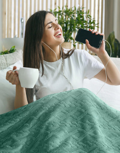 Blanket 200 x 220 Design Microfiber Braid Mint