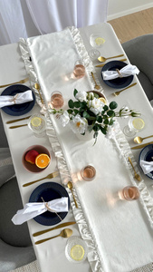 Table Runner 40 x 180 Decorative with Ruffles Ligia 01