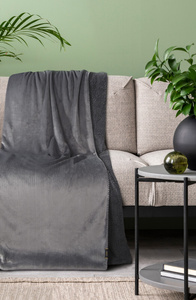 Blanket 70 x 160 Microfiber Double-sided Tedy Steel