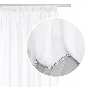 Curtain 140 x 270 Decorative Pompoo Tape White
