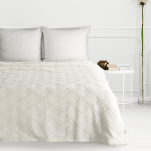 70 x 160 Plush Blanket Herringbone Caro Cream