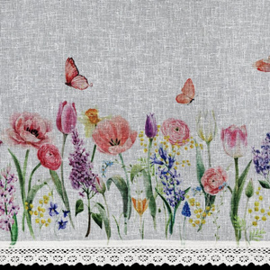 Curtain 60 x 150 Decorative Ready Bella White+Pink