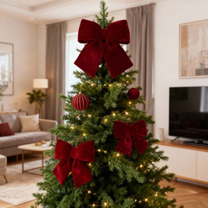 Holly Bow 29 x 33 Christmas Velour Bow 02