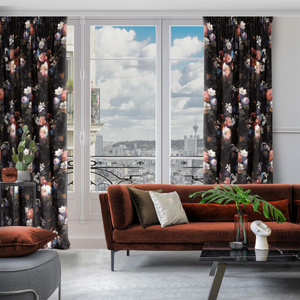 Curtain 140 x 270 Decorative Tape Karen Black+Pink