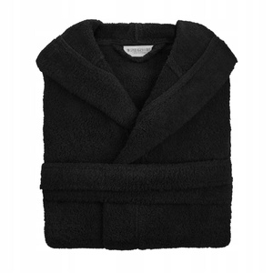Unisex Hooded Cotton Bathrobe XS Black