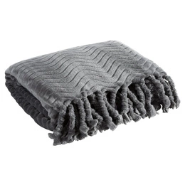 Blanket 150 x 200 Microfiber with Fringes Emma Steel