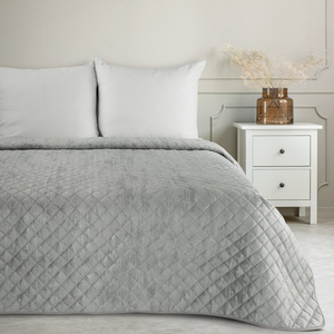 Quilted Velvet Bedspread 170 x 210 Blink3 Silver