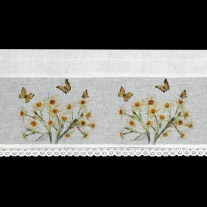 Curtain 30 x 150 Decorative Ready-made Flora White+Yellow