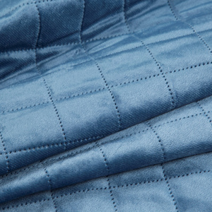 70 x 160 Quilted Velvet Luiz5 Blue Bedspread