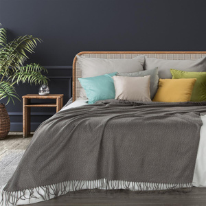 130 x 170 Acrylic Blanket with Tassels Palermo Steel