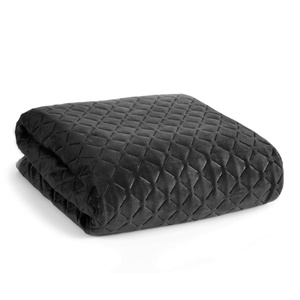 Quilted Velvet Bedspread 200 x 220 Dimon Black