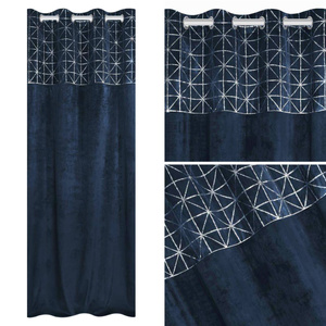 Curtain 140 x 250 Decorative Velvet Glossy Navy Blue