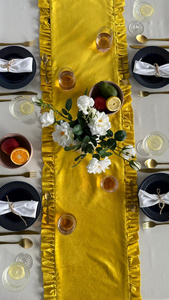 Table Runner 40 x 180 Decorative with Ruffles Ligia 03