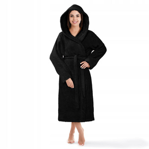 Unisex Hooded Cotton Bathrobe XS Black
