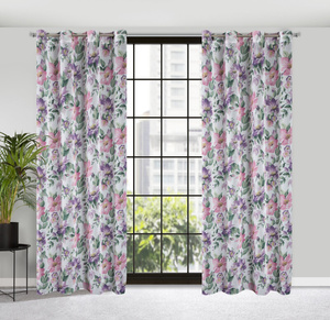 Curtain 135 x 250 Decorative Ready Iris White+Pink