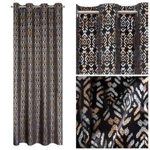 Ready-made Curtain 140 x 250 Laura Drawstring Black+Gold